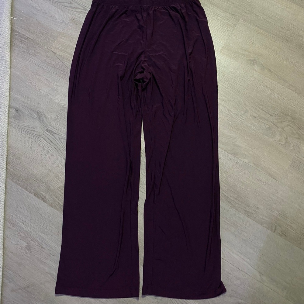 R&M Richards Wide Leg Pants Women 14W Purple Elastic Waist Stretch Trousers